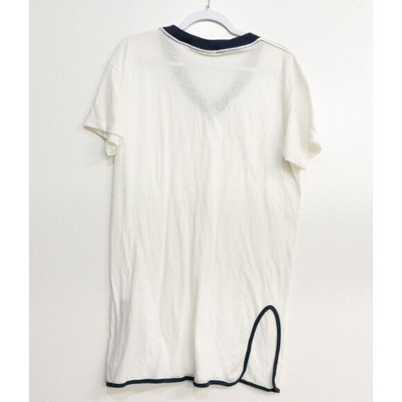 Ched by Anvil Womens White Polycotton Tee V Neck Left Slit Short Sleeve One Size - Picture 2 of 6